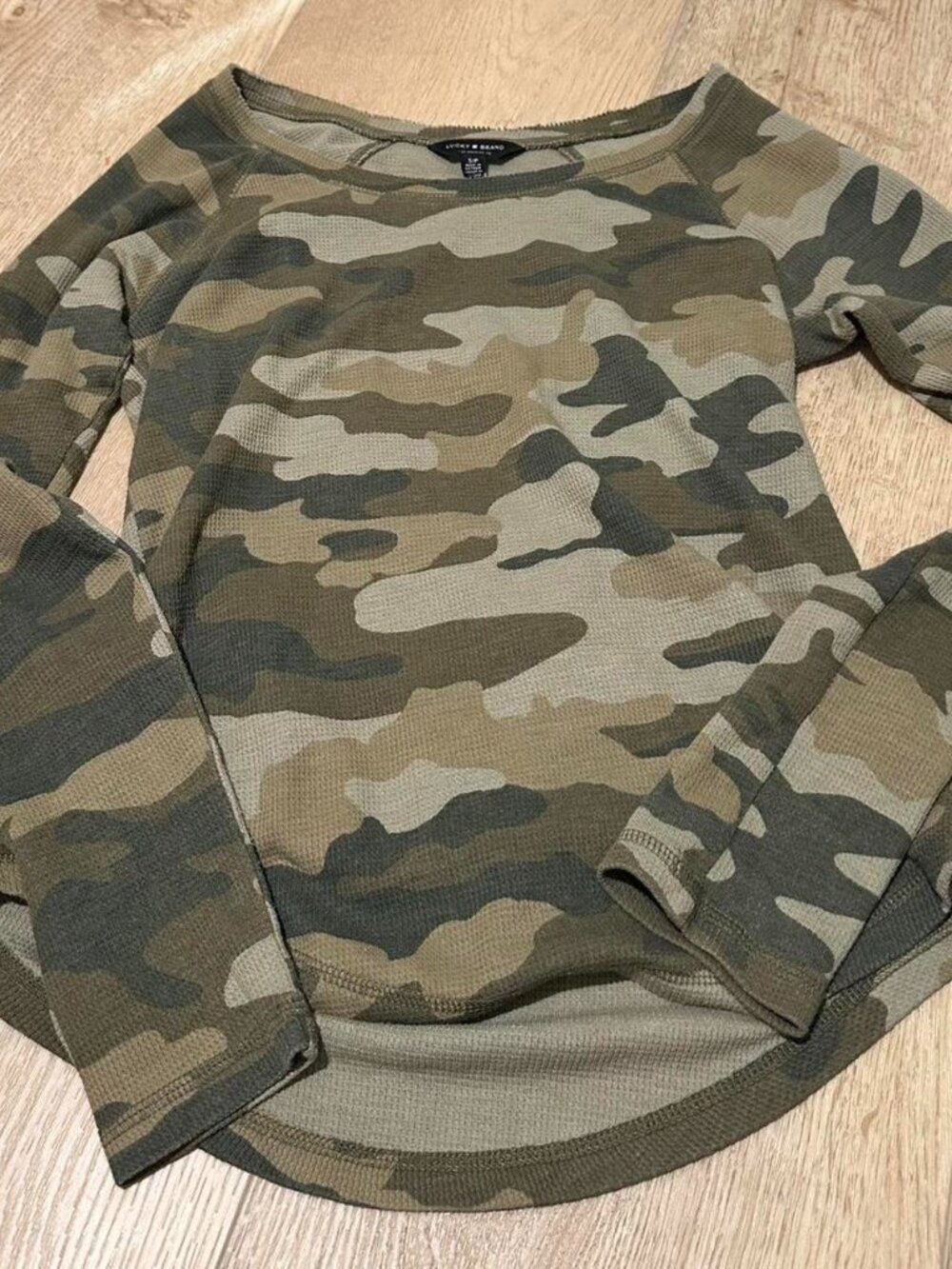 Lucky Brand Women's Camo Long Sleeve Green Shirt